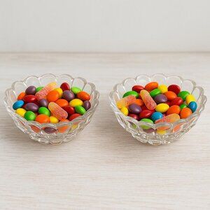 Set of 2 Vintage Pressed Glass Bowls – Scalloped Petal Edge Design